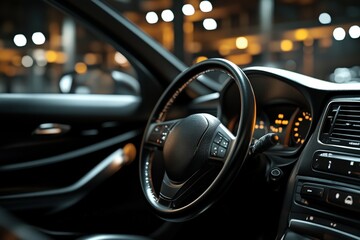 Shining dashboard and steering wheel after an intense cleaning session. Generative AI
