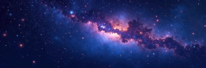 Fototapeta premium Sparkling starscape, infinite darkness backdrop, star clusters, constellations