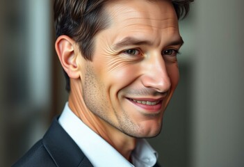 Male portrait with large nose and subtle smile