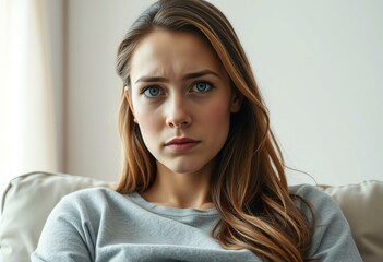 Fototapeta premium Tired female with circles around eyes