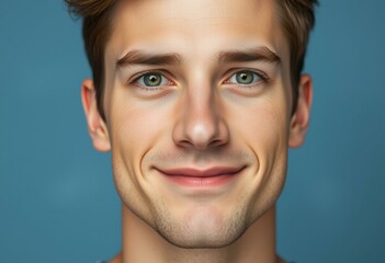 Fototapeta premium Male portrait with large nose and soft blue background