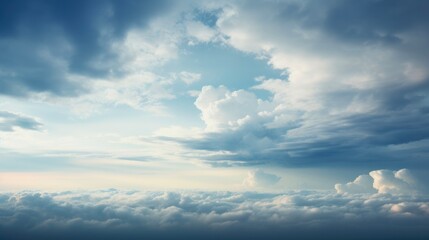 Obraz premium Moody Overcast Sky with Flying Clouds over Horizon - Dark and Gloomy Cloudscape Storm Background