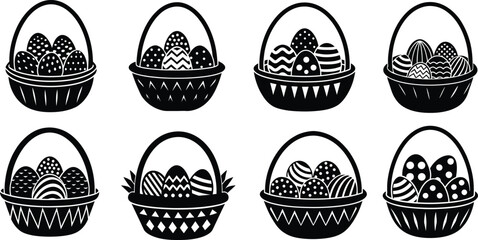 Easter Eggs and Basket vector illustration