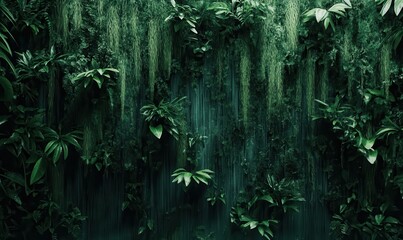 Lush greenery of a vertical forest wall, blending vibrant shades of green and natural textures.