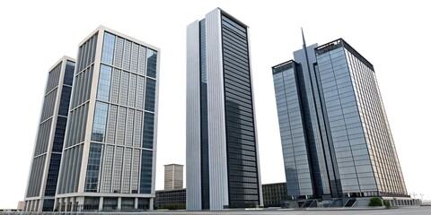Obraz premium Set of tall modern office building isolated on transparent background or white background.