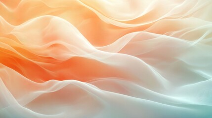 Fototapeta premium Soft pastel abstract background with gentle flowing waves in peach and light teal tones, ideal for calming visual aesthetics or soft-themed design project