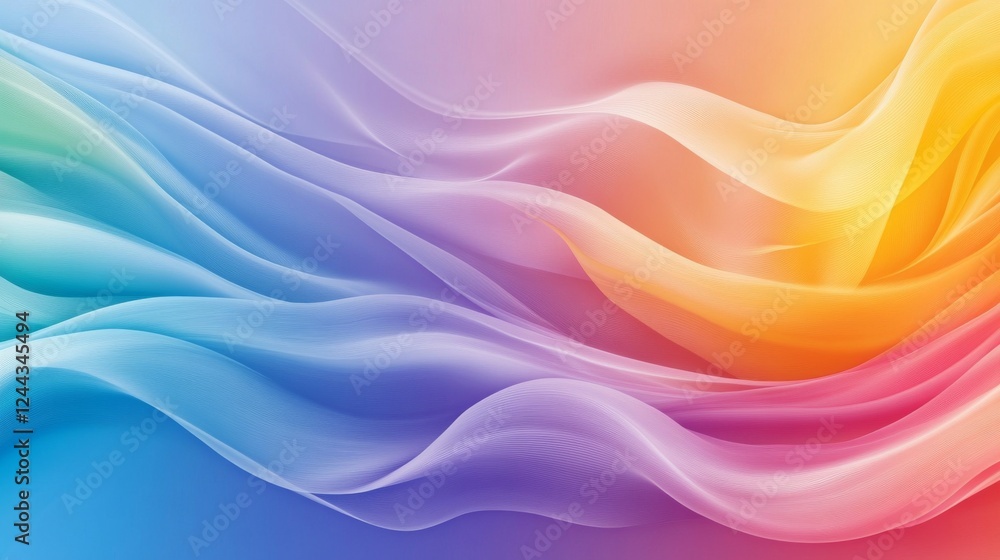 Poster dynamic flowing wave with vibrant rainbow tones, offering a colorful and stylish visual perfect for 