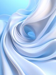 Fototapeta premium Serene Abstract Flowing Fabric - Symbolizing elegance, fluidity, grace, serenity, and tranquility. Smooth curves and soft light blue shades create a peaceful mood.