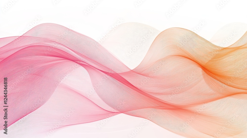 Poster entle pastel wave pattern in soft orange and pink tones. this elegant and minimalist texture is idea