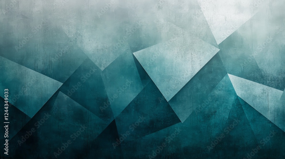 Poster geometric teal shapes with textured abstract overlay for corporate branding, website header, or mini