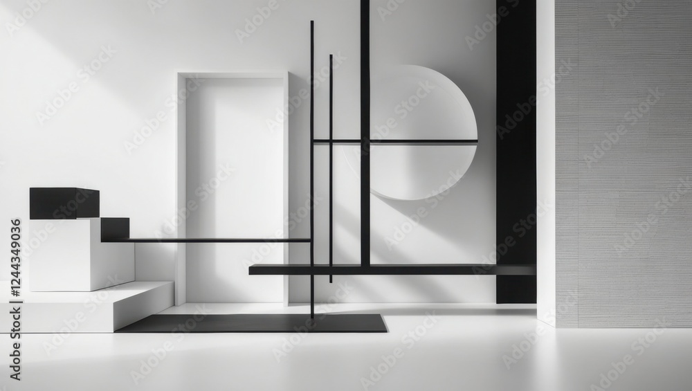 Poster A Minimalist Art Piece Featuring a Cube Geometry in Black and White