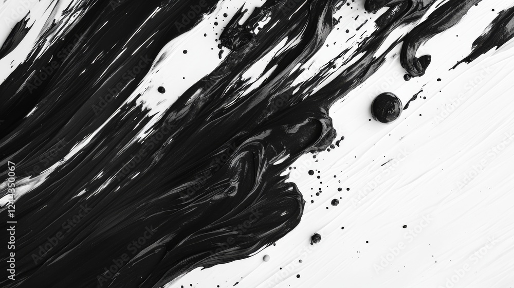 Poster splatter effect black and white abstract art background for energetic and dynamic creative design wi