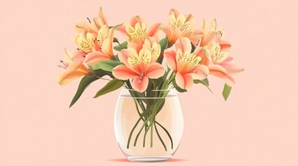 Obraz premium Pastel Illustration of Delicate Alstroemeria Flowers