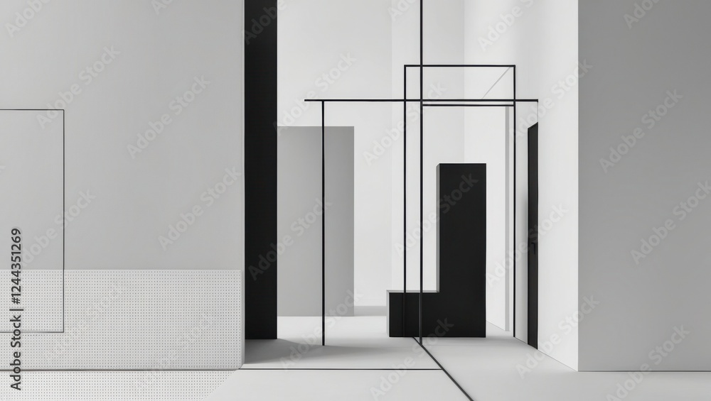 Aufkleber Minimalist Architecture: A Monochromatic Interior with Clean Lines and Simple Shapes