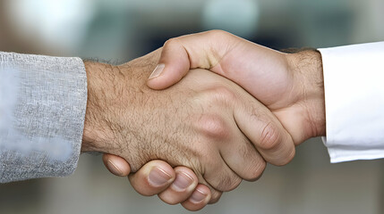 Fototapeta premium Business handshake, agreement, office background, deal