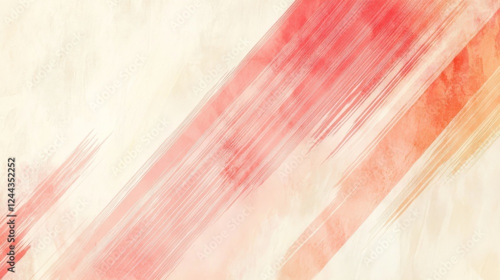 Poster diagonal streak of red and orange against a texture cream background, creating a bold and artistic l