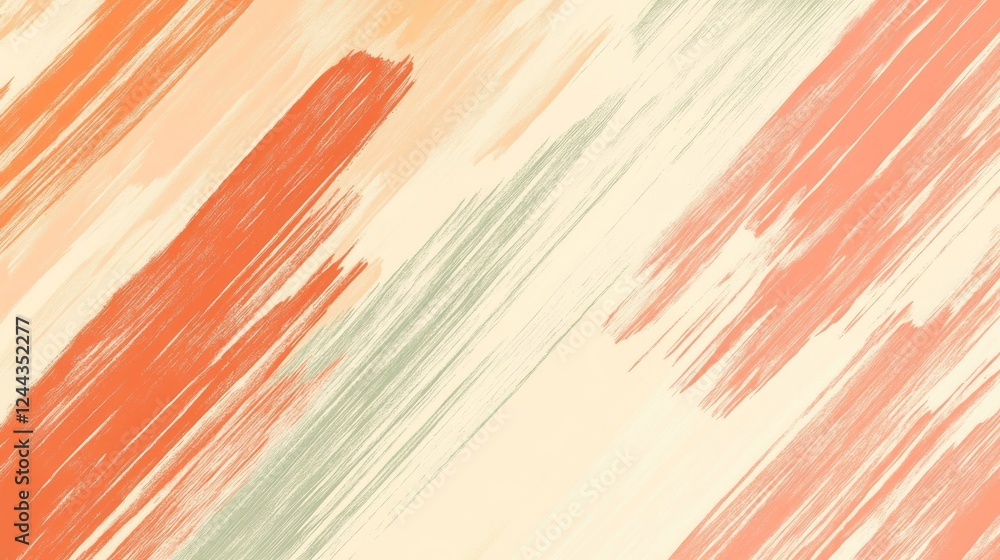 Poster diagonal streak of red and orange against a texture cream background, creating a bold and artistic l