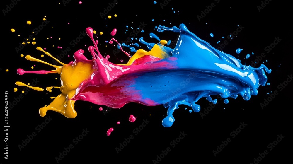 Poster cosmic swirl of vibrant fluid art with colorful galaxy-like pattern and abstract detail. ideal for c