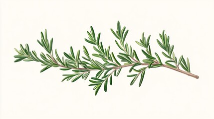 Obraz premium Rosemary Plant Branch Hand Drawn Realistic Illustration for Botanical Herb Garden Kitchen Food Product Label Printing