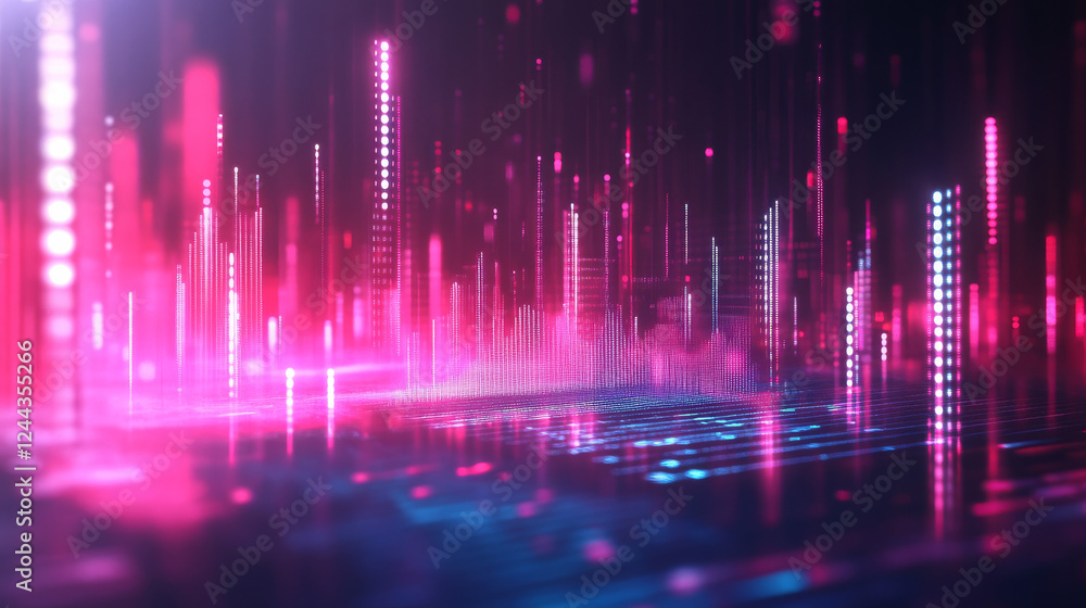 Poster a conceptual digital equalizer representation, illustrating sound wave elements used for ai voice as