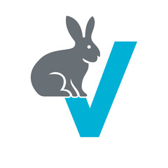 Initial Rabbit Logo Combine With Letter V Vector Template