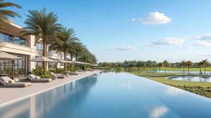 Fototapeta premium Refreshing poolside retreat captivating landscape photography for relaxation