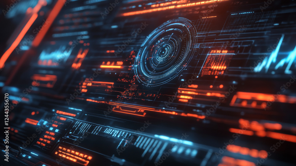 Poster a futuristic digital equalizer concept, visually representing sound waves for ai voice assistants an