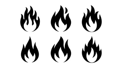 Fire Flame Icons Set - Burning Symbol, Heat, Energy, Wildfire, Hot, Blazing, Inferno, Bonfire, Gas, Heatwave Vector