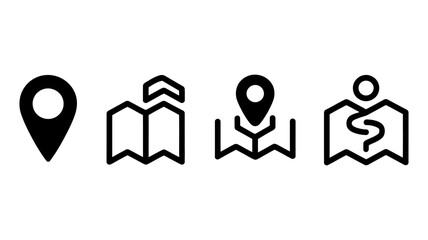 Location and Navigation Icons Set - Map Marker, GPS Pin, Direction, Travel Route, Wayfinding, Destination, Pathfinding Vector