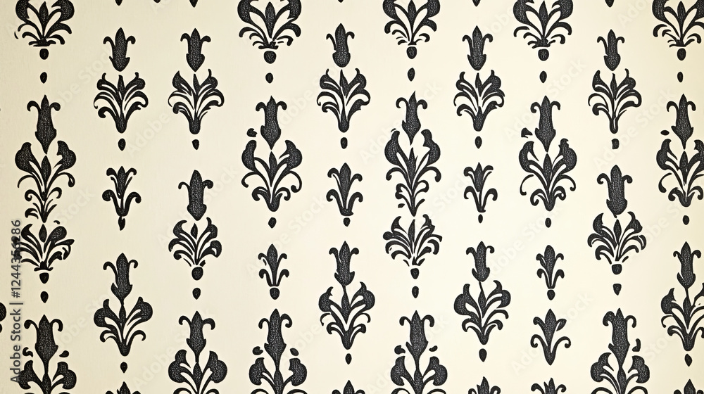 Poster classical french black and white fleur-de-lys seamless background pattern with a repeat motif in squ