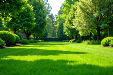 Obraz premium Perfectly manicured green lawn, smooth surface, clean cut , greenery, growth