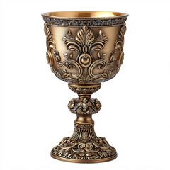 Ornate Gold-toned Chalice with Intricate Floral Design.