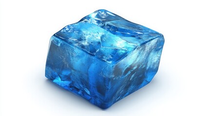 Fototapeta premium Single ice block isolated on white.