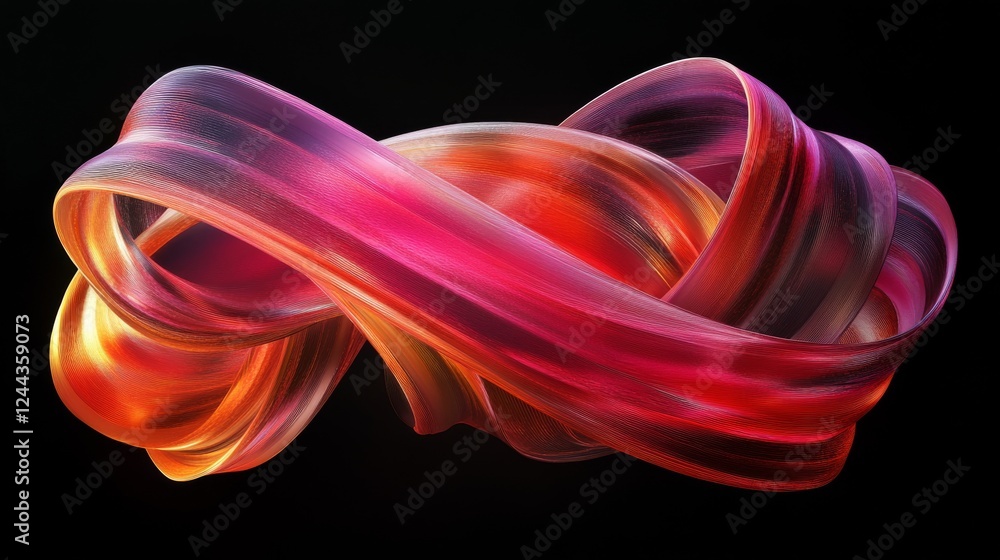 Poster abstract vibrant fluid shape featuring a gradient blend of red and orange tones with smooth, flowing