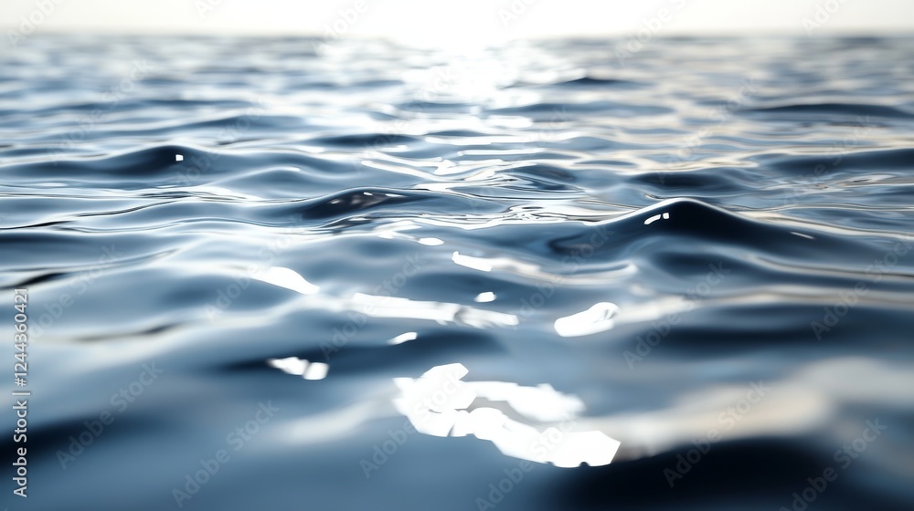 Poster shimmering ocean surface with natural light reflection and gentle waves, creating a vibrant and tran