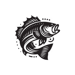 Black Color Bass silhouette design Vector Illustration, Solid White Background (1).eps
