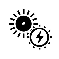 Black and white sun and lightning icons