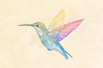 Capturing the elegance of a hummingbird mid-flight, this artwork showcases a delicate balance of vivid colors, graceful strokes, and intricate textures, creating a mesmerizing visual
