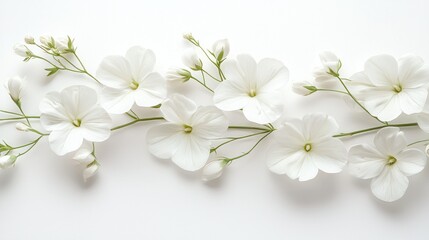 Obraz premium White Flowers Arranged on White Background