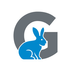 Naklejka premium Initial Rabbit Logo Combine With Letter G Vector Template