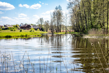 Obraz premium Scenic view of flooded meadows in the Zeimena valley, Svencioneliai, Lithuania