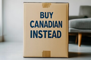 Buy Canadian Instead promotes local shopping with simple cardboard box message