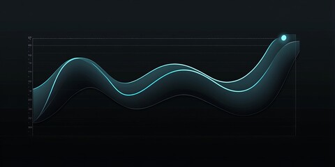 Abstract Business Chart With Glowing Line Showing Ascending Trend On Dark Grey Background