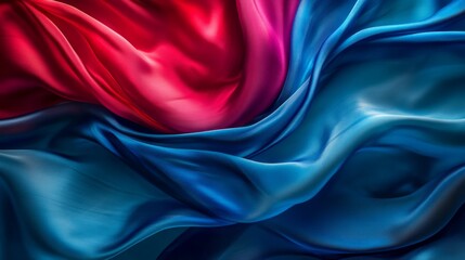 Obraz premium Vibrant Flowing Silk Fabric in Shades of Red and Blue Textures