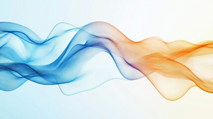 Elegant Flow of Blue and Orange Waves in Soft Light Background