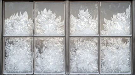Frost Patterns on Window Panes Creating Intricate Ice Artwork