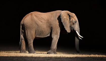 Majestic African Elephant, Illuminated against a Deep Canvas of Night, Silhouetted against the...