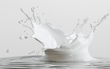 Bright white liquid splash against a neutral background, isolated on white