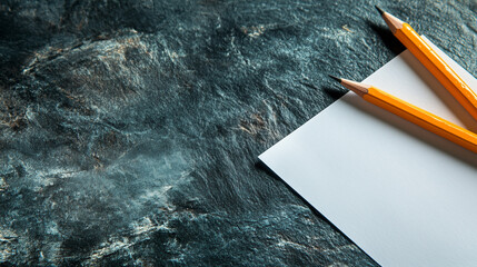 Sleek Modern Desk with White Paper and Pencil