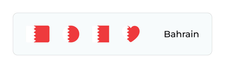 Minimalist Bahrain Flag Icons. Rectangular, Square, Circular, Heart Designs for UI-UX, Web and Print